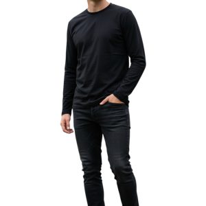 Everbest 261-047-0 Ανδρικό Μπλουζάκι βαμβακερό Ειδικό ανάγλυφο σχέδιο στη ύφανση  μαύρο