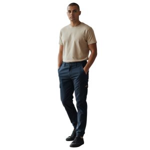 Explosion van hipster 1101 -72261 Ανδρικό Βαμβακερό Παντελόνι cargo Με Λάστιχο Στον Αστράγαλο Μπλέ