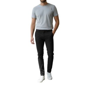 Endeson 401-1 Ανδρικό Βαμβακερό Ελαστικό Παντελόνι Σε Στενή Γραμμή Μαύρο