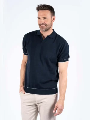 Pre End 6000092 19-4020 Dark Sapphire Ανδρικό Βαμβακερό Μερσεριζέ Πλεκτό Normal Fit Μπλε