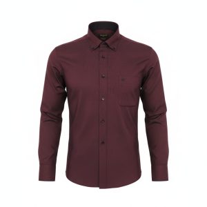 BRADLEY B225-0076  Ανδρικό Βαμβακερό Πουκάμισο Σε Κανονική Γραμμή Μπορντό