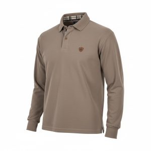 Everbest 261-036-0-A Ανδρική Μπλούζα Πόλο Χοντρή Ριπ Με Καρό Στην Πατιλέτα Μπεζ Πούρου