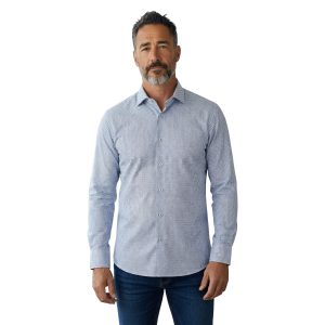 NCS N126-0035   Ανδρικό Βαμβακερό  Πουκάμισο Πουά Σε Κανονική  Γραμμή Λευκό