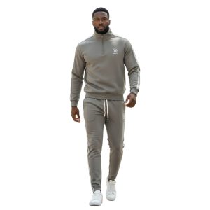 Privato New Mentality MT6736+6737-1 Ανδρικό Ανοιξιάτικο Σέτ Μπλούζα Ζιπ Με Παντελόνι Φόρμας Με λάστιχο Στην Μέση Και Στον Αστράγαλο Χακί Ανοιχτό