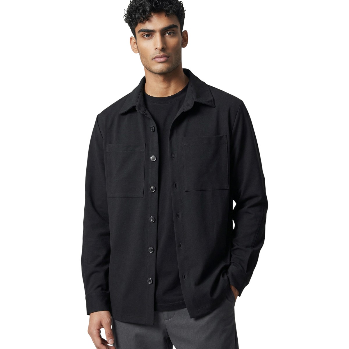 2 (9) Privato 8971-8970 Ανδρικό Σέτ Overshirt -Παντελόνι Με Λάστιχο Στην Μέση Μαύρο 5