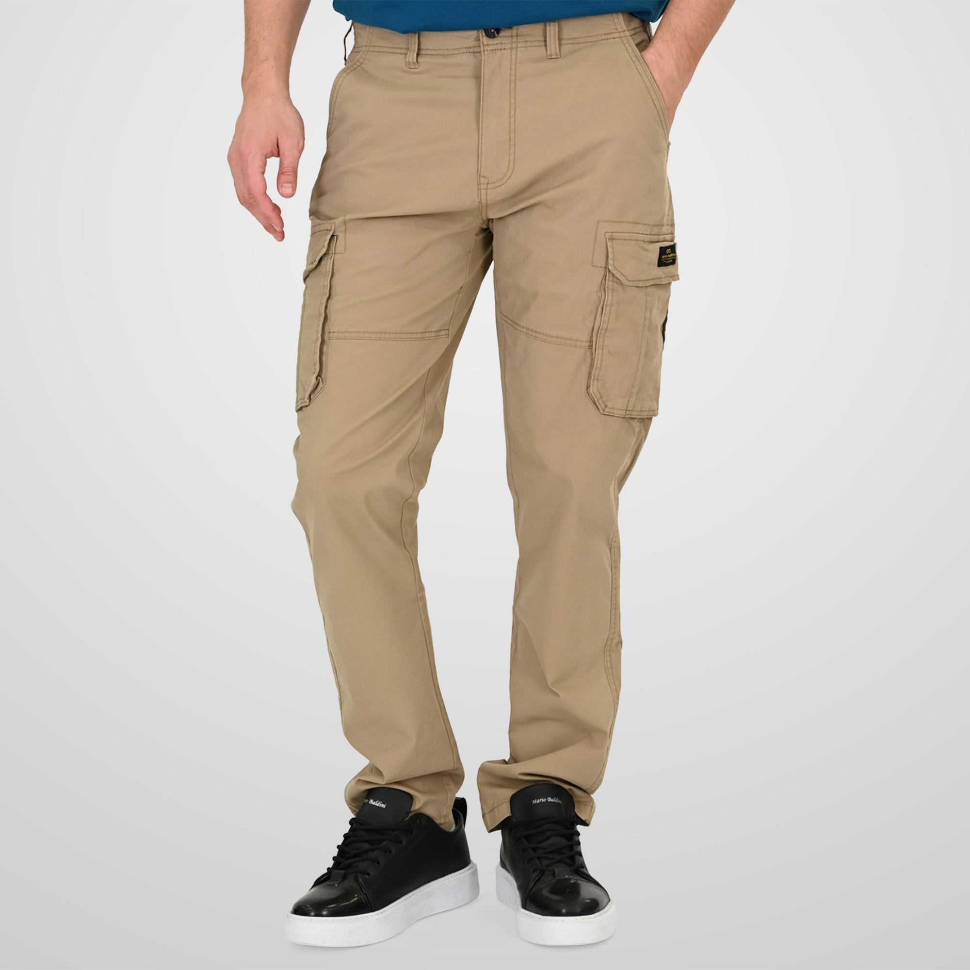 261CCP-4096_5_BEIGE_1 Double 261-CCP-4096 Ανδρικό Παντελόνι Βαμβακερό Cargo Σε Ίσια Γραμμή Μπέζ 3