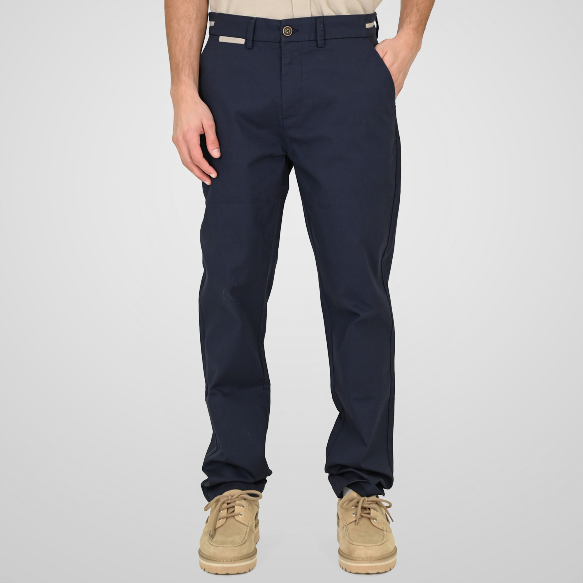 261CP-4100_366_NAVY_1 Double 261CP-4100 Ανδρικό Παντελόνι Chinos Βαμβακερό Σε Ίσια Γραμμή Μπλέ 3