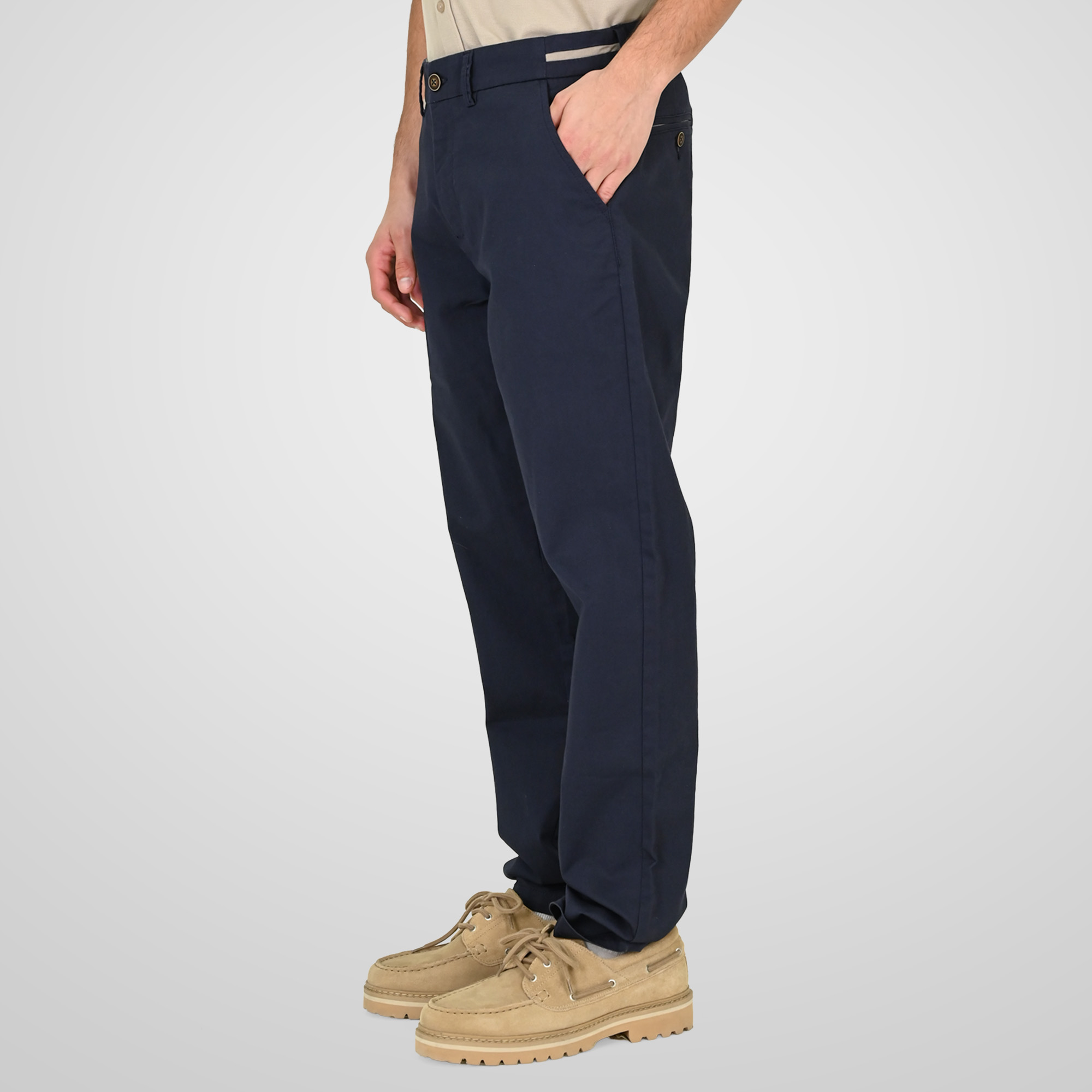 261CP-4100_366_NAVY_3 Double 261CP-4100 Ανδρικό Παντελόνι Chinos Βαμβακερό Σε Ίσια Γραμμή Μπλέ 6