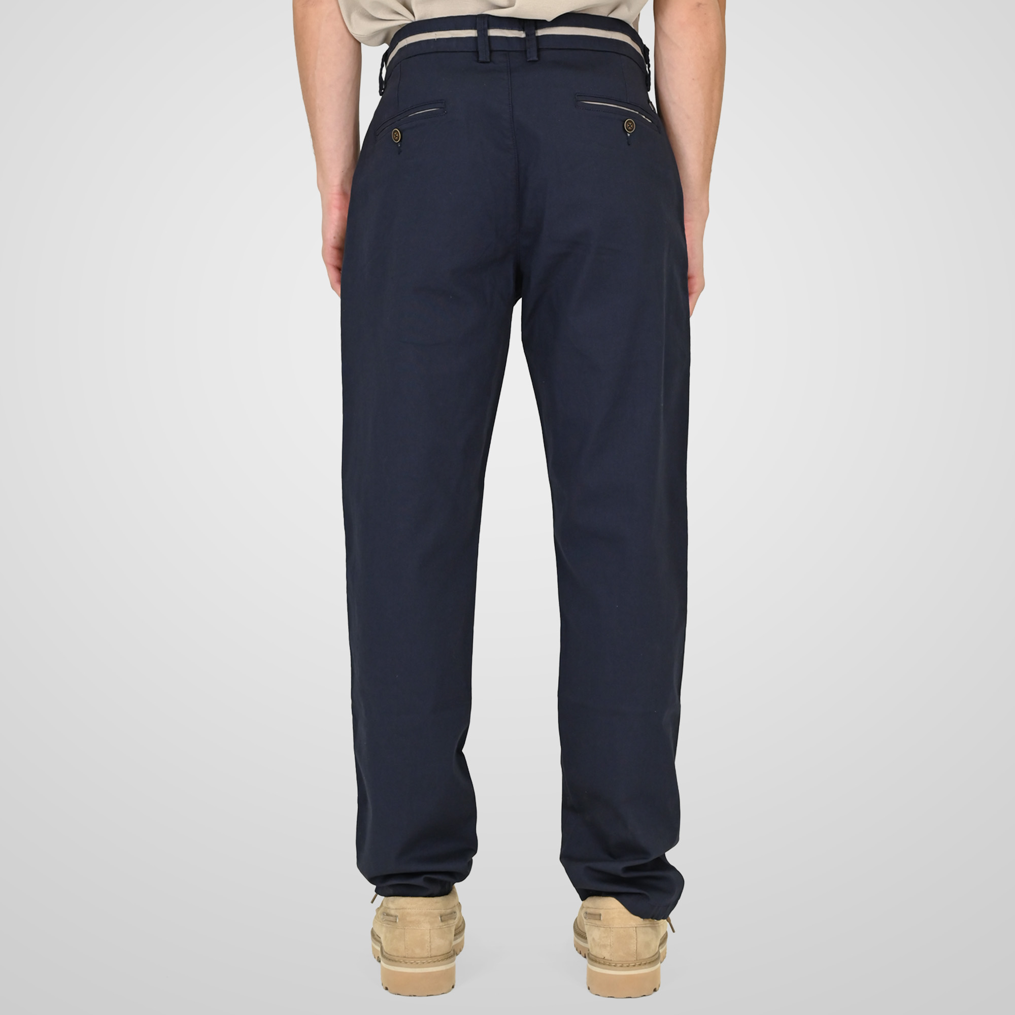 261CP-4100_366_NAVY_4 Double 261CP-4100 Ανδρικό Παντελόνι Chinos Βαμβακερό Σε Ίσια Γραμμή Μπλέ 7