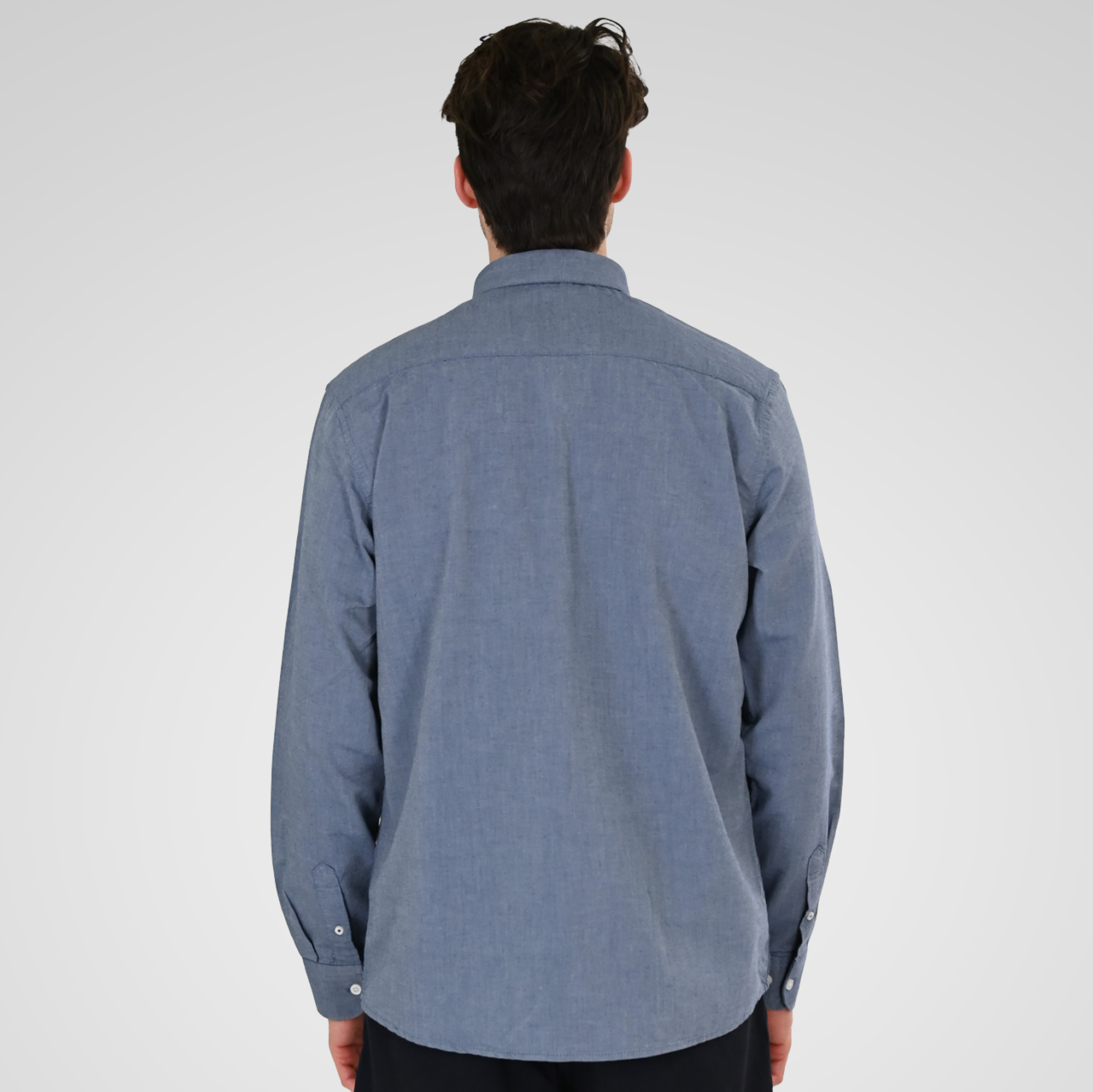 261GS-5183_119_OXFORD BLUE_4 Double 261GS-5183 Ανδρικό Βαμβακερό Πουκάμισο Σε άνετη Γραμμή Oxford Μπλέ Ίντιγκο 6