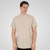 Double 261 GS-5194-Beige Ανδρικό Κοντομάνικο Πουκάμισο Μάο Γιακά Με Λινό Και Βαμβάκι Μπέζ 2