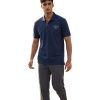 Everbest 262-838-0-3 blue Ανδρική Βαμβακερή Μπλούζα Με Γιακά Πικέ Σε Φαρδιά Γραμμή Μπλέ 13
