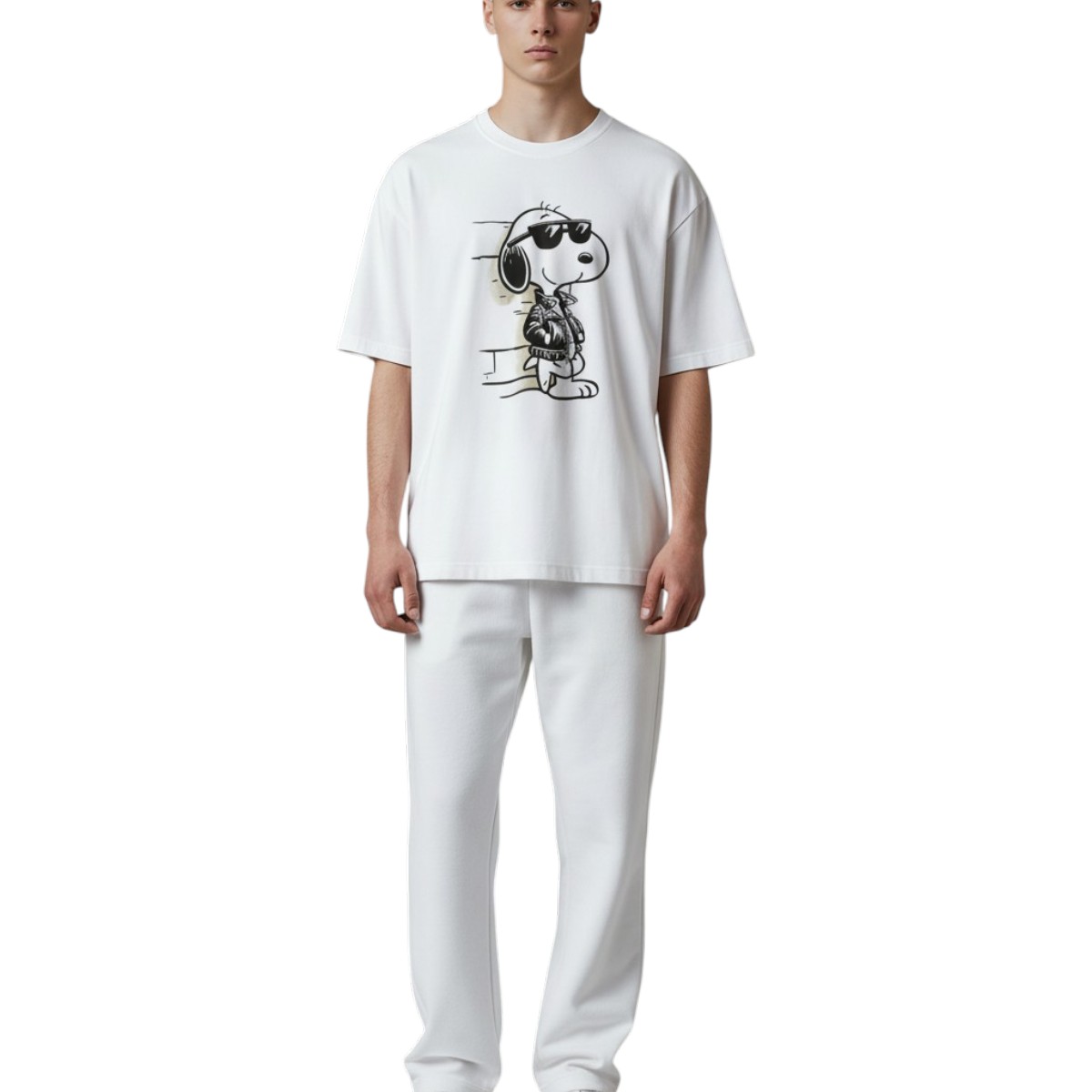 1 (30) Cotton 4all 26-412 snoopy-white Ανδρικό Βαμβακερό Μπλουζάκι Λευκό 2