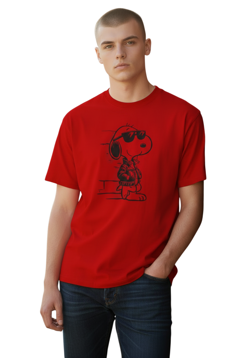 Virtual Model-81a5d33c-246e-4f2b-accd-0ca1707ba207 Cotton 4all 026-412 snoopy Ανδρικό Βαμβακερό Μπλουζάκι Κόκκινο 3